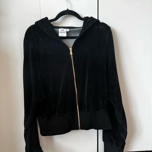 Good American Velour Cropped Zip Up